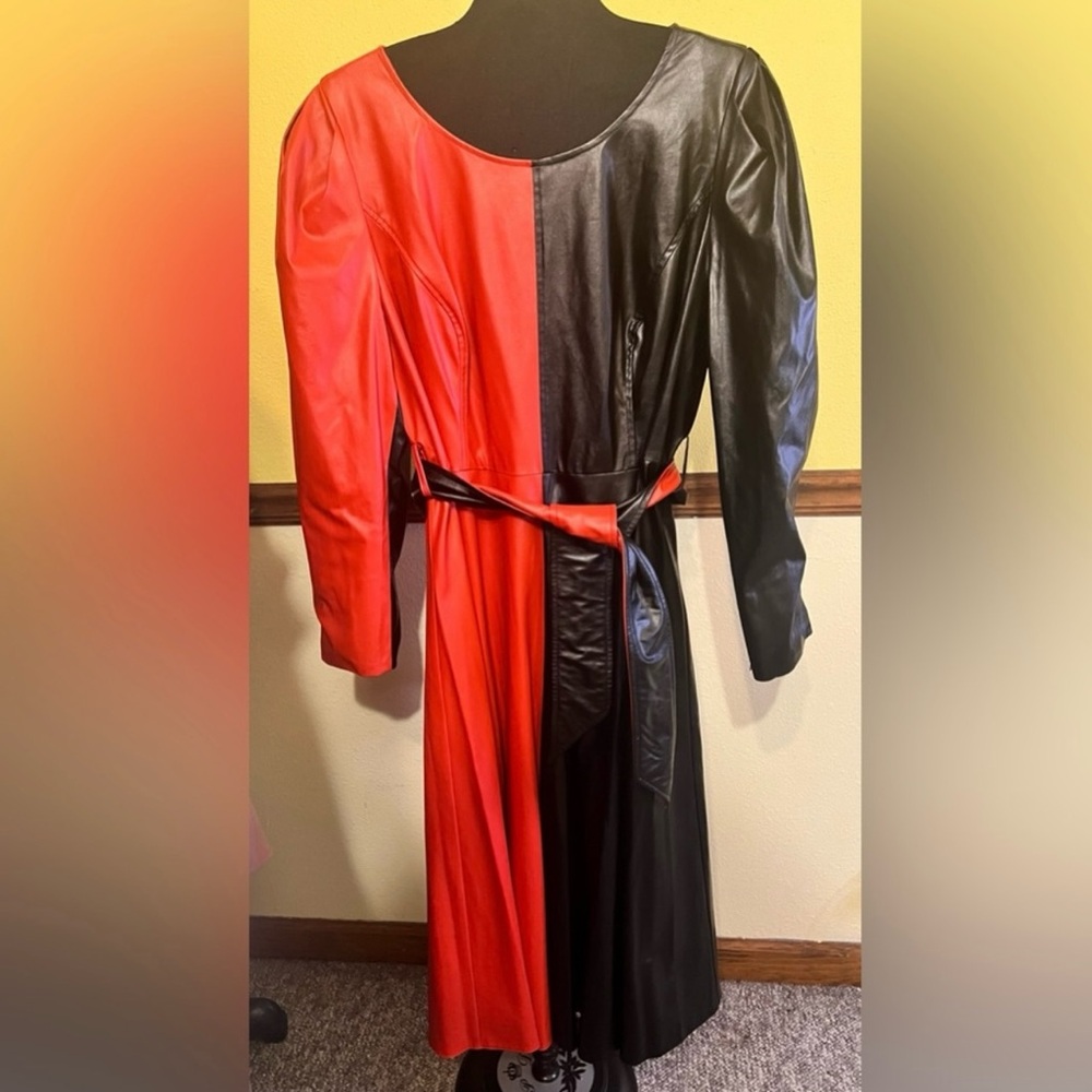 NWT Red and Black Color Blocked Faux Leather Dress